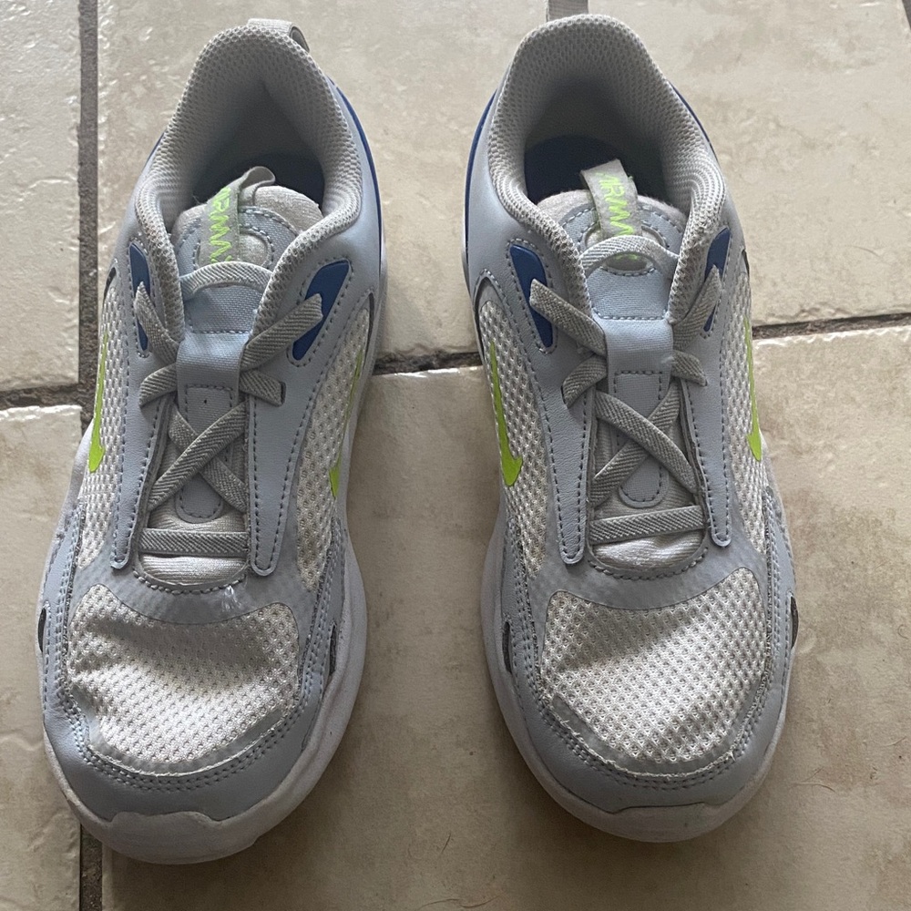 Nike Kids Sneakers in Gray, Blue, and Neon Green